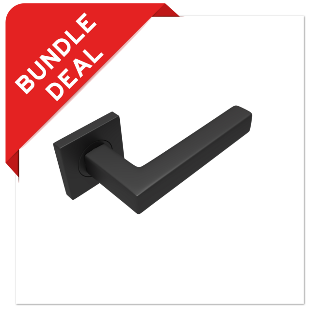Sluitwerkpakketten met Deurkruk Squared 16 Regular Zwart